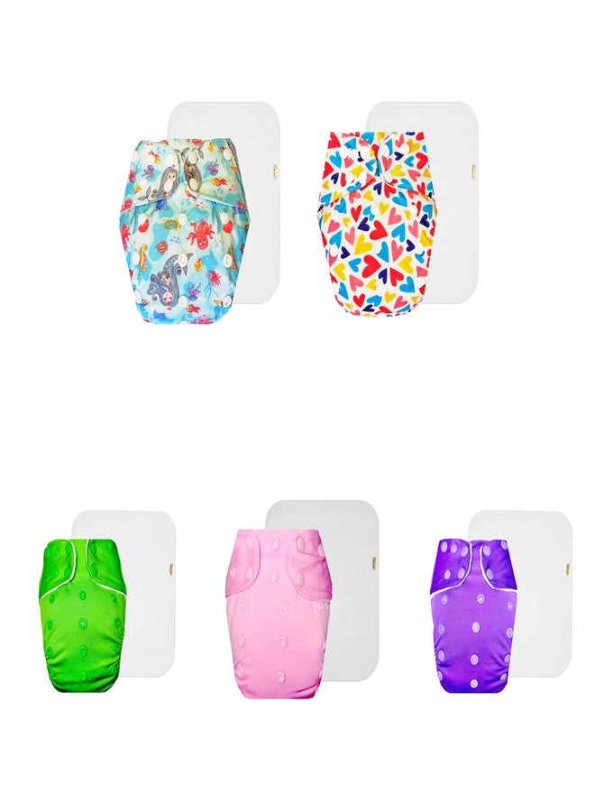 Dumbledo Premium Cloth Diaper with Cotton Insert (Pack of 5) | Soft & Gentle | Breathable | Quick Dry | Ideal for Toddlers | 3 Months - 3 Years | Unisex Baby - Image 1