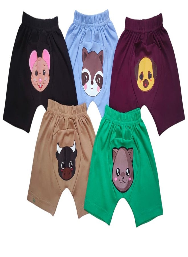 RCW Boys & Girls Cotton Shorts Multi-Color Front Carton Print Regular Fit Shorts, Nikkar, Chadda, Bermunda, Half Pants Casual Baby Boxer Boys and Girls Shorts (Pack of 5) (2-3 Year) - Image 1