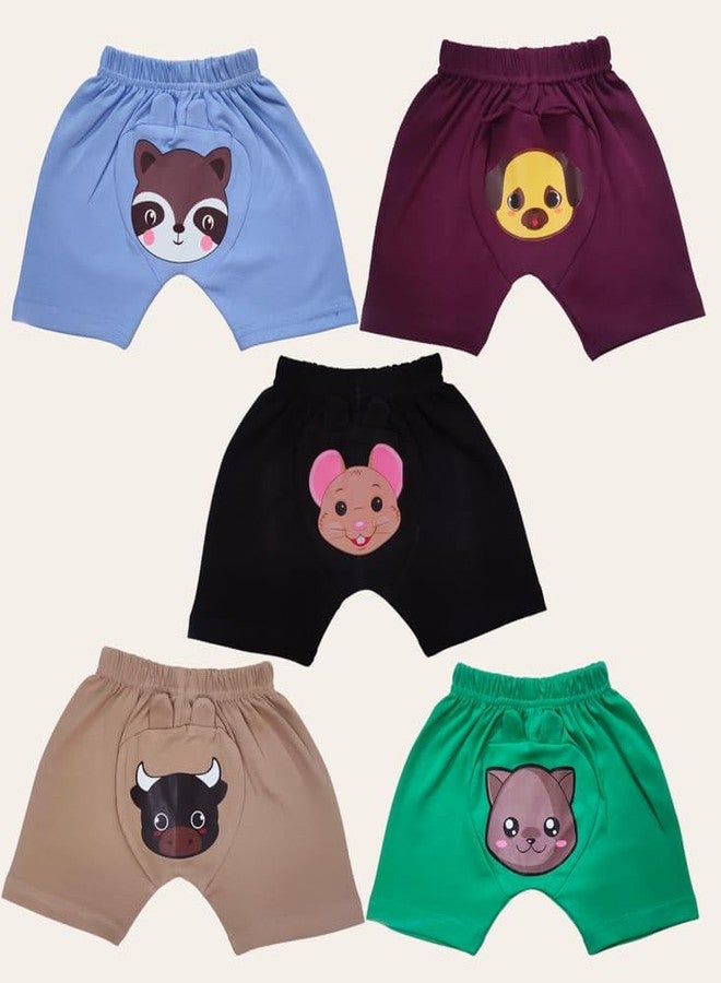 RCW Boys & Girls Cotton Shorts Multi-Color Front Carton Print Regular Fit Shorts, Nikkar, Chadda, Bermunda, Half Pants Casual Baby Boxer Boys and Girls Shorts (Pack of 5) (2-3 Year) - Image 3
