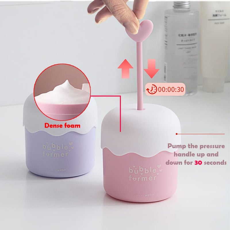 Loyanger Face Wash Foam Maker, Facial Cleanser Foam Cup Froth Whip Bubble Maker Skin Care Face Wash Foamer, Deep Skincare Cleaner Tools, for Home Travel(COLOR:pink) - Image 3