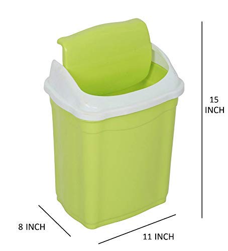 ARISTO Plastic Swing Lid Small Dustbin 16 Litre Green (29.3 x 22.5 x 40.5 CM) - Image 2
