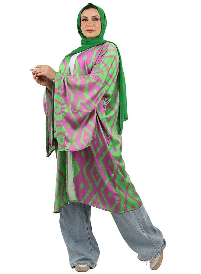 Zmurud Silky Satin Cardigan-Printed  - Image 2