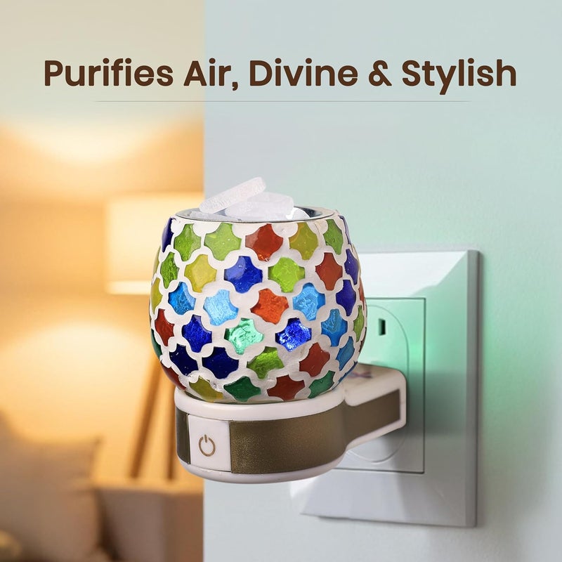 CYCLE موزع كهربائي من كافور كاربور النقي للمنزل والمكتب مع أقراص كافور مجانية | داني كابور سيراميك كهربائي مع مفتاح تشغيل/إيقاف ومصباح ليلي | خالي من الدخان وآمن للأطفال ومضاد للصدمات - Image 3