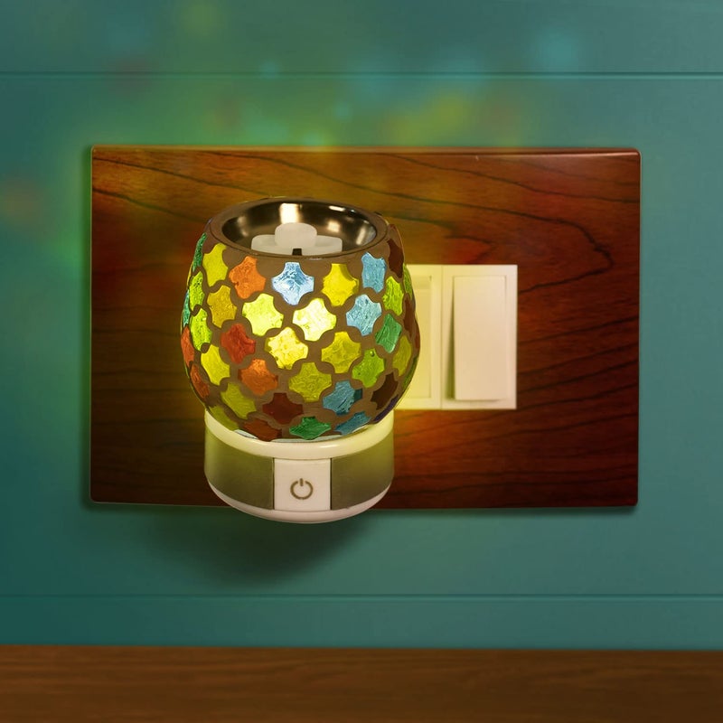 CYCLE موزع كهربائي من كافور كاربور النقي للمنزل والمكتب مع أقراص كافور مجانية | داني كابور سيراميك كهربائي مع مفتاح تشغيل/إيقاف ومصباح ليلي | خالي من الدخان وآمن للأطفال ومضاد للصدمات - Image 1