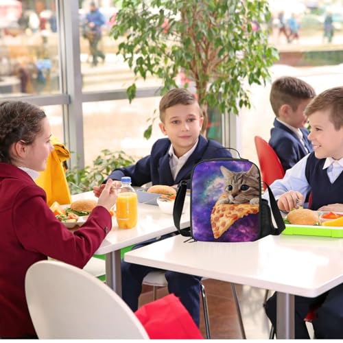 PrelerDIY Galaxy Cat Lunch Box - Insulated Meal Bag Pizza Lunch Bag Food Container for Boys Girls School Travel Picnic - Image 4