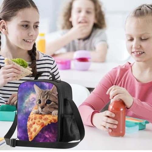 PrelerDIY Galaxy Cat Lunch Box - Insulated Meal Bag Pizza Lunch Bag Food Container for Boys Girls School Travel Picnic - Image 5