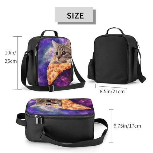 PrelerDIY Galaxy Cat Lunch Box - Insulated Meal Bag Pizza Lunch Bag Food Container for Boys Girls School Travel Picnic - Image 2