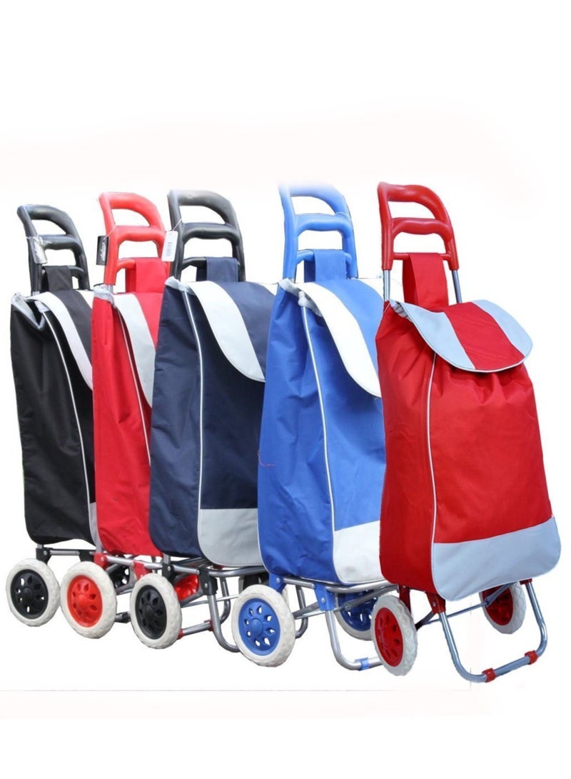 DubaiGallery 1 قطعة عربة تسوق قابلة للطي بألوان عشوائية مع حقيبة قماشية وعجلتين - Image 1