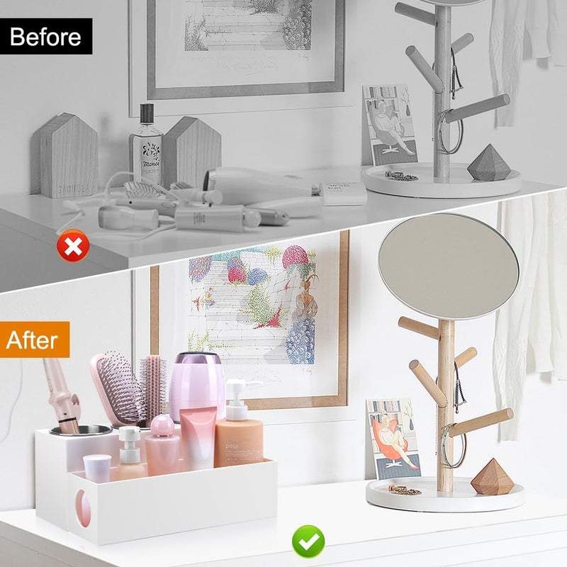 GFWARE Hair Tool Organizer - Bathroom Vanity Organizers and Storage, Hair Styling Accessories Hot Tools Organizer Hair Dryer, Blow Dryer, Curling Iron, Flat Iron, Hair Straightener, White - Image 5