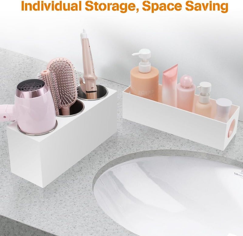 GFWARE Hair Tool Organizer - Bathroom Vanity Organizers and Storage, Hair Styling Accessories Hot Tools Organizer Hair Dryer, Blow Dryer, Curling Iron, Flat Iron, Hair Straightener, White - Image 4