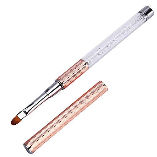 WOKOTO 1 Pcs Rose Gold Acrylic Nail Brush For Manicure Nail Art Painting Detail Brushes Professional Nail Art Brush Set For Acrylic Application Polish UV Gel Builder Set Brush Tool