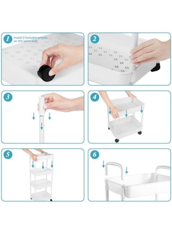 جيجيرو عربة أدوات دوارة ذات 4 طبقات مع عجلات - Image 4