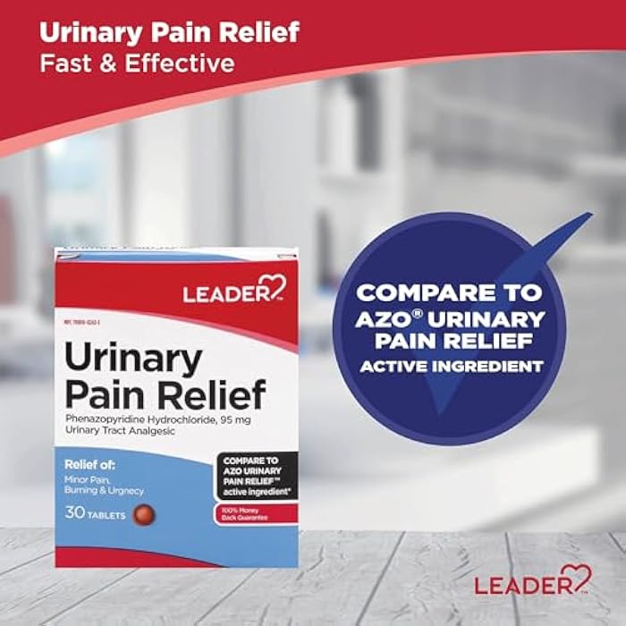 LEADER Urinary Pain Relief Maximum Strength, Fast Relief of UTI Pain, Burning & Urgency, Urinary Tract Infection, Phenazopyridine Hydrochloride 95 mg, 30 Tablets, 5-Pack - Image 2