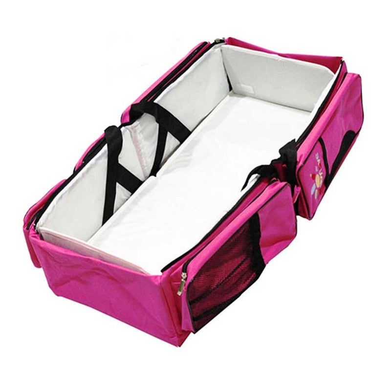 Quick-assembly crib with sturdy carrying handles - pink. - Image 1