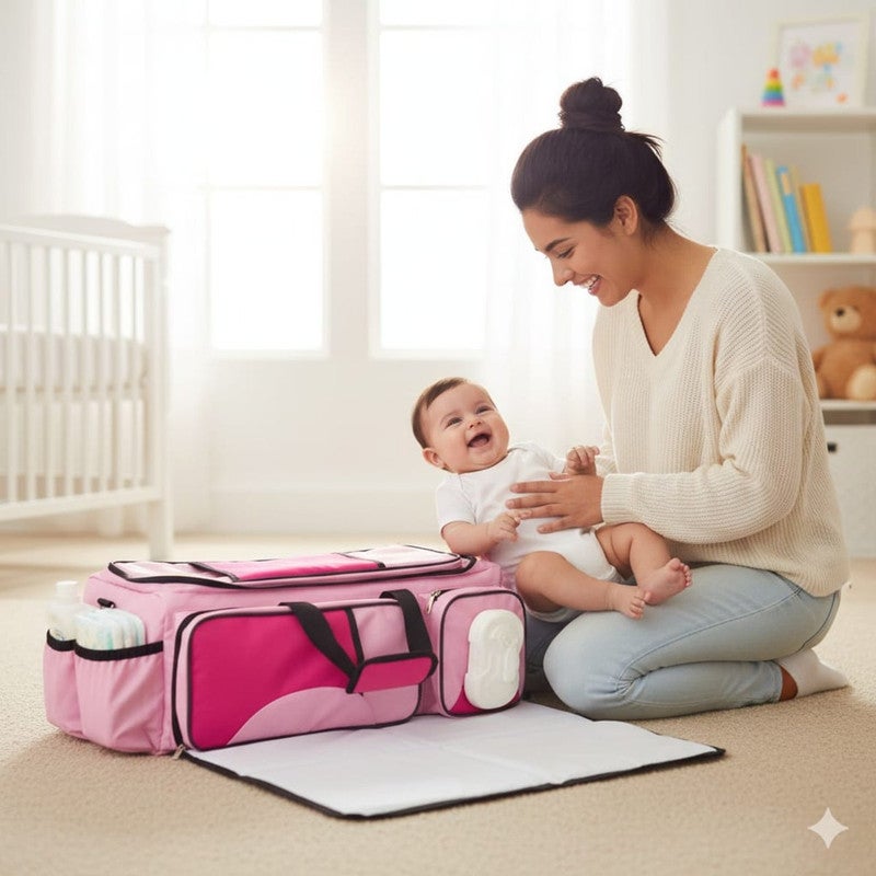 Quick-assembly crib with sturdy carrying handles - pink. - Image 5