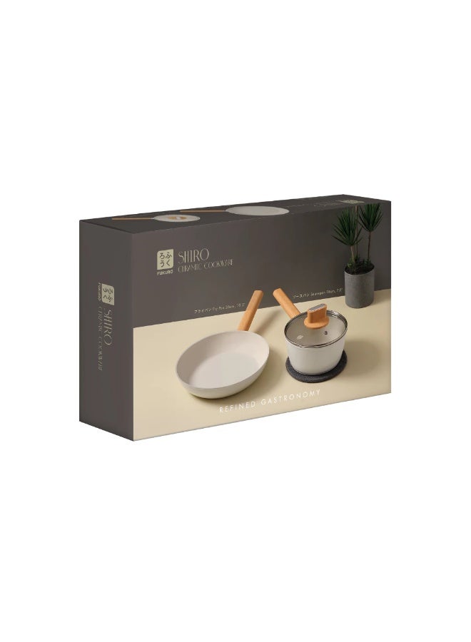 Fukuro Shiro Ceramic Non-Stick Cookware Set (2 Pan) - Image 1