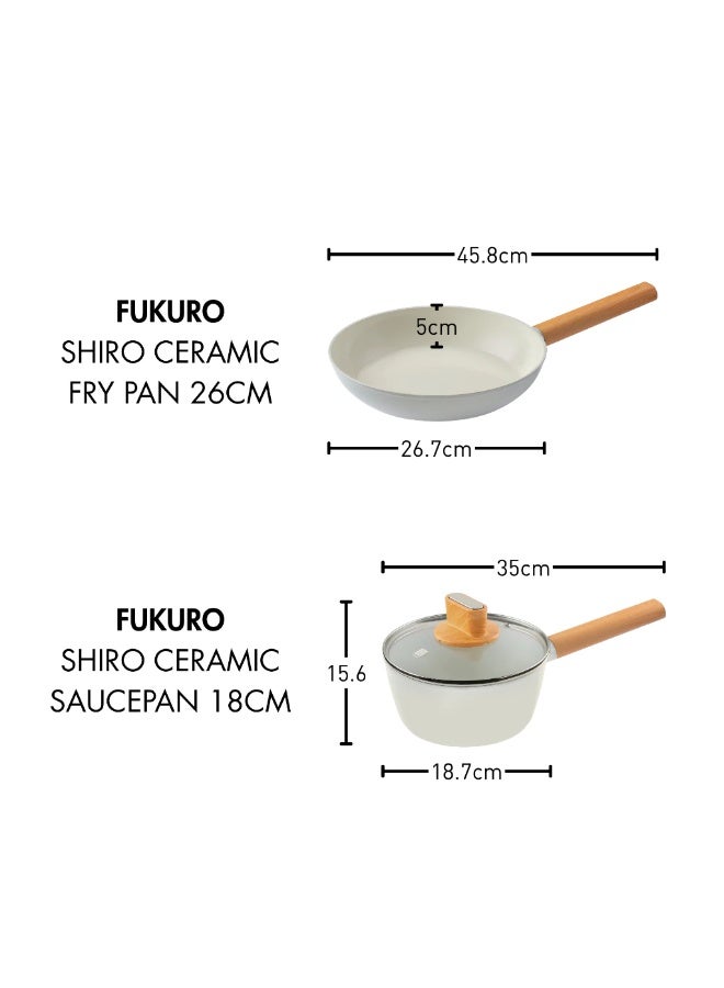 Fukuro Shiro Ceramic Non-Stick Cookware Set (2 Pan) - Image 5