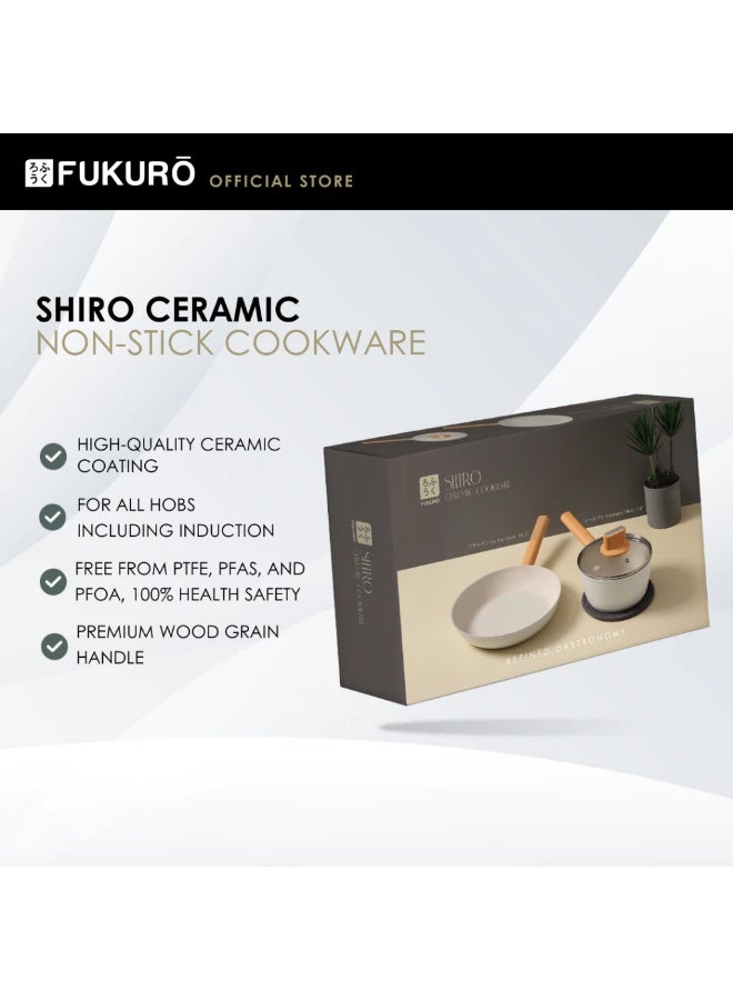 Fukuro Shiro Ceramic Non-Stick Cookware Set (2 Pan) - Image 2
