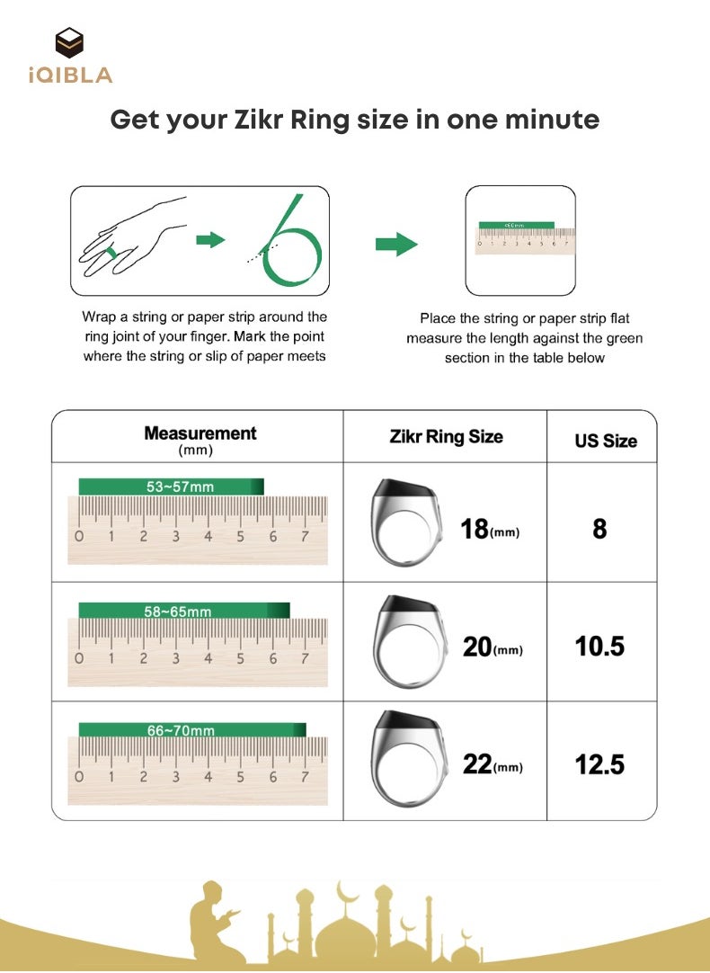 Smart Zikr Ring | 20 MM Prayer Counter, Tasbih Counter & Muslim Prayer Time Reminder | Waterproof Wearable Technology | Green - pzsku/ZC7FFEB5638F8C0907854Z/45/_/1727787070/3faecf3c-60c5-413e-a54b-9ba54e10896a