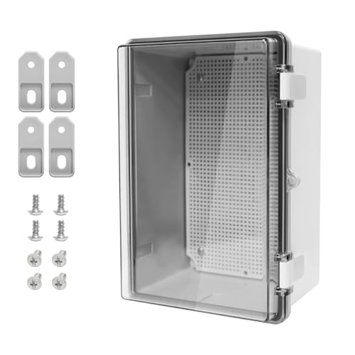 LMioEtool ABS Plastic Dustproof Waterproof IP65 Junction Box Hinged Shell Universal Electrical Project Enclosure Gray, with PC Transparent Clear Cover 11.4 x 7.5 x 5.5inch(290 x190 x140mm) - Image 1