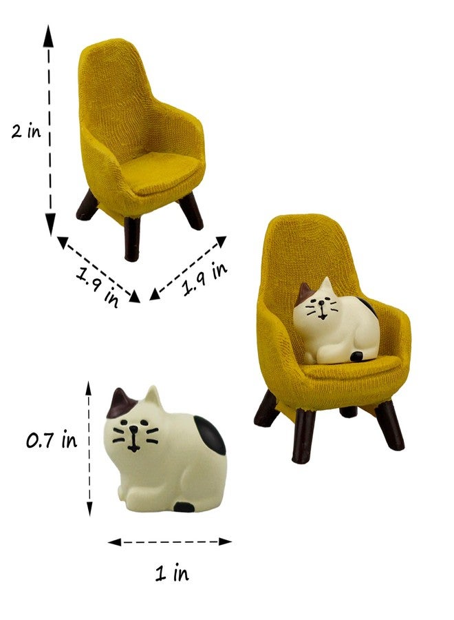Refintural Miniature Cat Figurines with Small Sofa - Resin Mini Cat Figures, Kitten Miniature Desk Accessories - Perfect Cute Cat Gift for Cat Lovers(Yellow Sofa) - Image 2