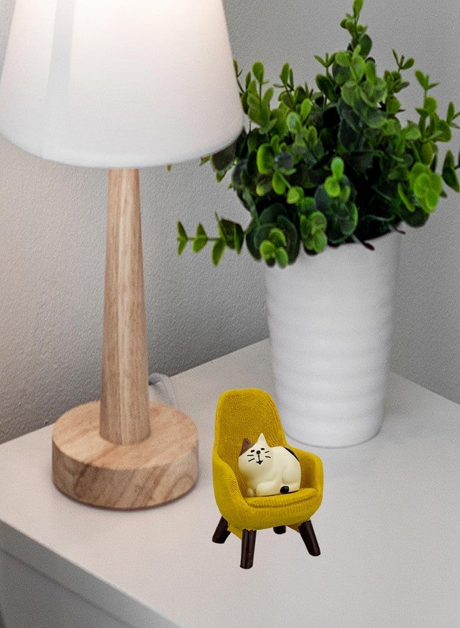 Refintural Miniature Cat Figurines with Small Sofa - Resin Mini Cat Figures, Kitten Miniature Desk Accessories - Perfect Cute Cat Gift for Cat Lovers(Yellow Sofa) - Image 5