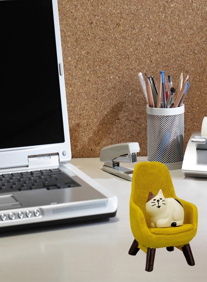 Refintural Miniature Cat Figurines with Small Sofa - Resin Mini Cat Figures, Kitten Miniature Desk Accessories - Perfect Cute Cat Gift for Cat Lovers(Yellow Sofa) - Image 4