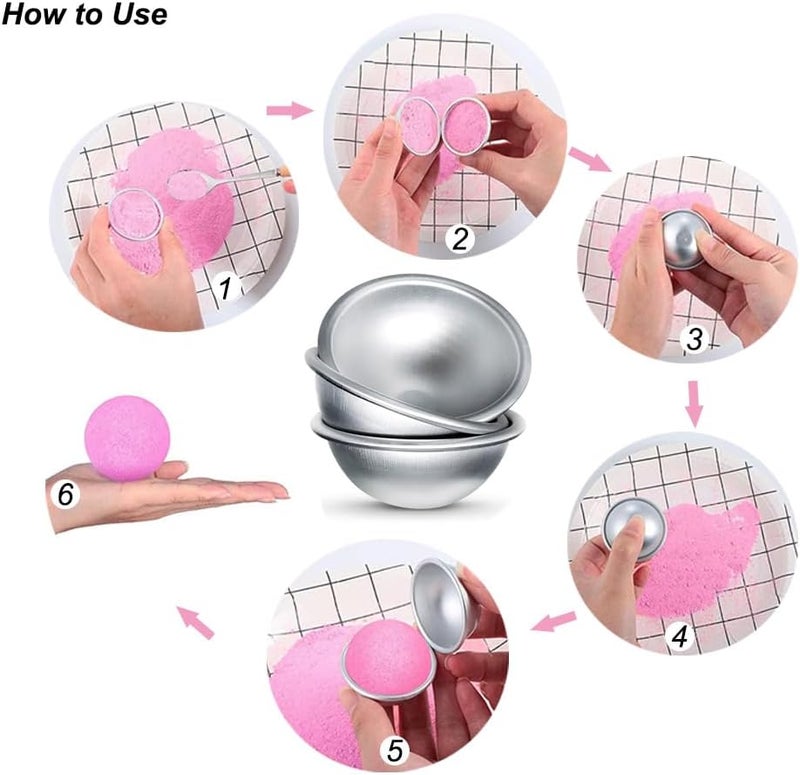 Bath Bomb Mold, 24 Pieces 3 Size Metal DIY Bath Bomb Kit for Crafting Handmade Spa Bomb Fizzies - Image 3