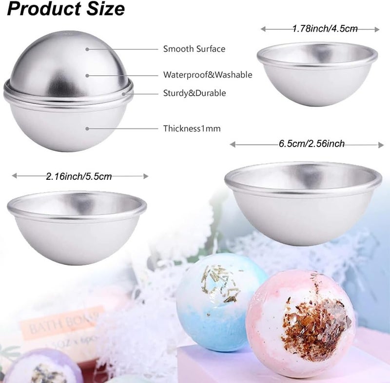 Bath Bomb Mold, 24 Pieces 3 Size Metal DIY Bath Bomb Kit for Crafting Handmade Spa Bomb Fizzies - Image 2