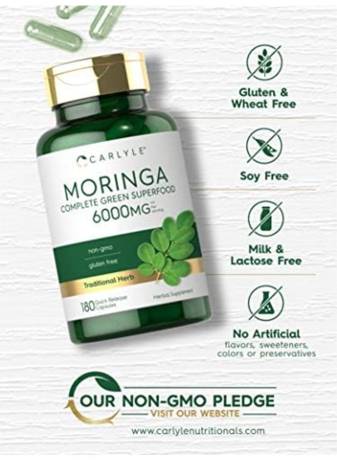 كارلايل لوبيكس مورينجا أوليفيرا 6000 ملغ 180 كبسولة - غذاء أخضر كامل، غير معدل وراثيًا، خالٍ من الغلوتين - Image 5