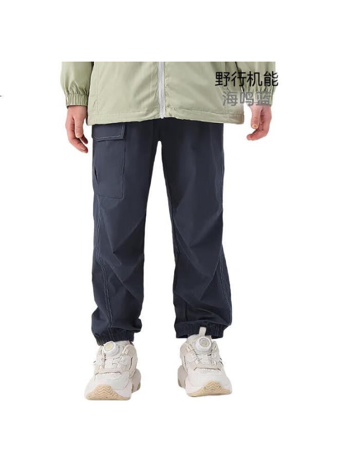 Heybetter Kids Outdoor Functional Cargo Pants 1 Piece 6-Proof Spring Summer Outdoor Boys Girls Sea Blue (Navy) 110 - Image 2