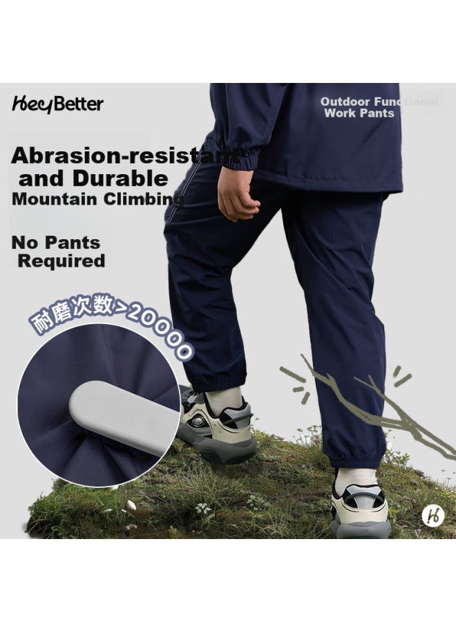 Heybetter Kids Outdoor Functional Cargo Pants 1 Piece 6-proof Spring Summer Outdoor Boys Girls Sea Blue 110 - Image 3