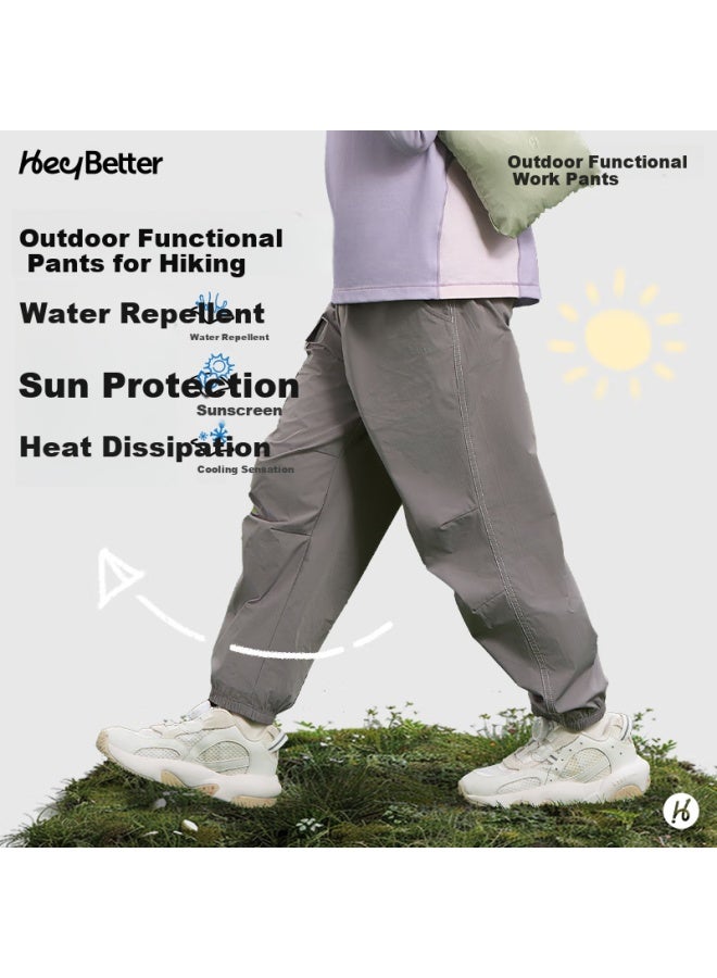 Heybetter Kids Outdoor Functional Cargo Pants 1 Piece 6-proof Spring Summer Outdoor Boys Girls Sea Blue 110 - Image 2