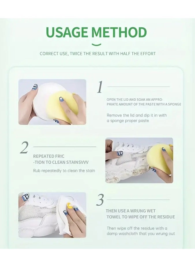 Rozino - 1pc White Shoe Cleaner, Multi-Functional Decontamination Gel With Sponge For Shoe Whitening & Odor Removal - Image 1