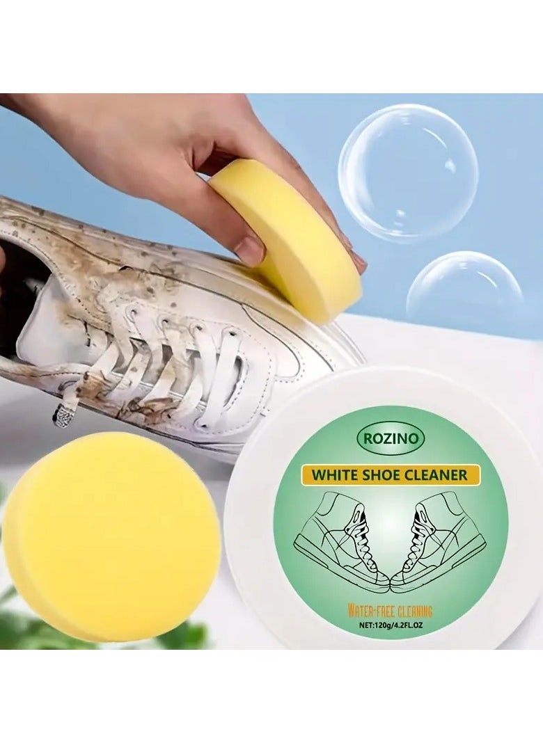 Rozino - 1pc White Shoe Cleaner, Multi-Functional Decontamination Gel With Sponge For Shoe Whitening & Odor Removal - Image 1