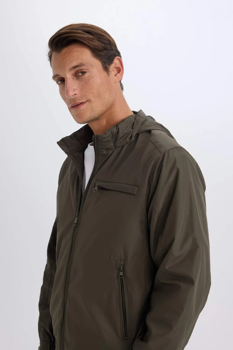 Defacto  Regular Fit Stand Collar Cotton Lined Zippered Waterproof Jacket for Men | Best Price UAE
