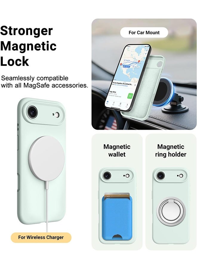 Magnetic for iPhone 17 Air Case,Compatible with Magsafe,Classic Liquid Silicone Mobile Phone Case,Integrated Camera Control Button,Anti-Scratch Microfiber Lining, Mint Green - Image 4