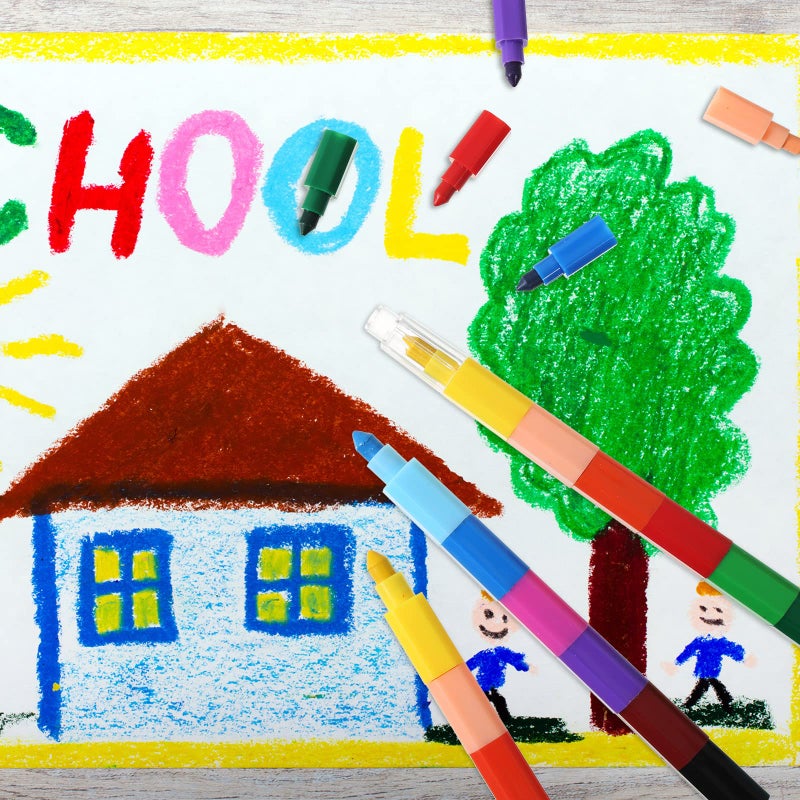 Leinuosen 36 Pieces Colorful Stacking Crayons Stackable Buildable Crayons for School Office Supplies, 12 Colors - Image 5