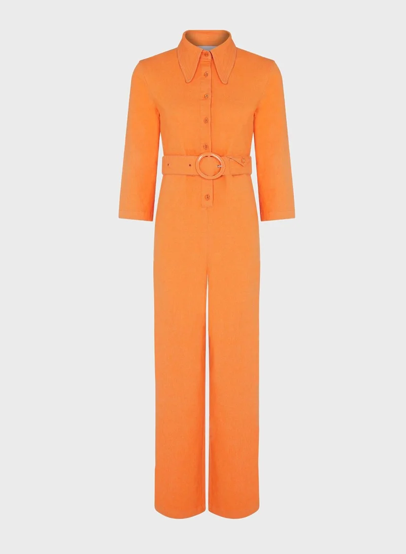 House Of Sunny Belted Wide Leg Jumpsuit