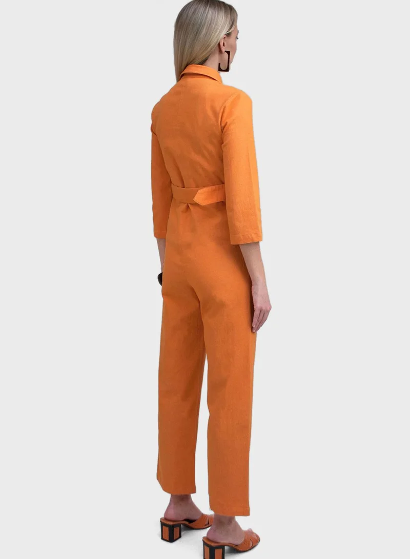 House Of Sunny Belted Wide Leg Jumpsuit
