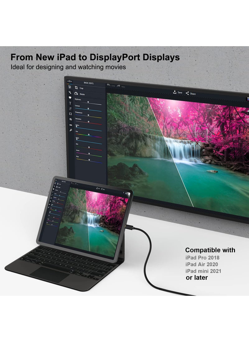 Benfei BENFEI 2 Pack USB C to DisplayPort 6 Feet Cable(8K@60Hz 4K@144Hz), USB Type-C to DP Adapter [Thunderbolt 3/4 Compatible] with iPhone 15 Pro/Max, MacBook Pro/Air 2023, iPad Pro, iMac, S23, XPS 17  - Image 4