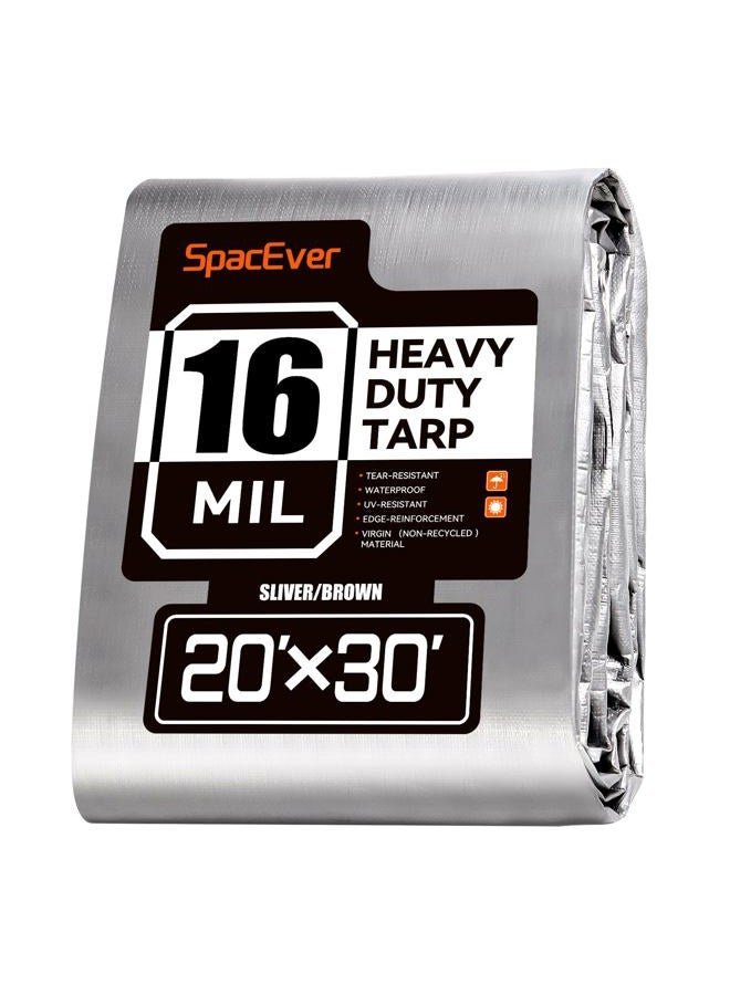 SpacEver Tarp Waterproof, Tarps Heavy Duty Waterproof 20x30 16 Mil Thick Multipurpose Protective Cover UV Resistant Rip & Tear Resistant Waterproof with Grommets Reversible for Home Boats Cars Camping - Image 1
