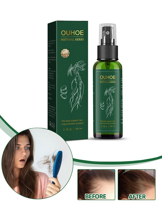 OUHOE Natural Herbs - Ginseng Hair Regeneration Spray, Rapid Growth Hair Treatment, Hair Growth Serum Essence Oil Regrow, For Women And Men 100ML - Image 1