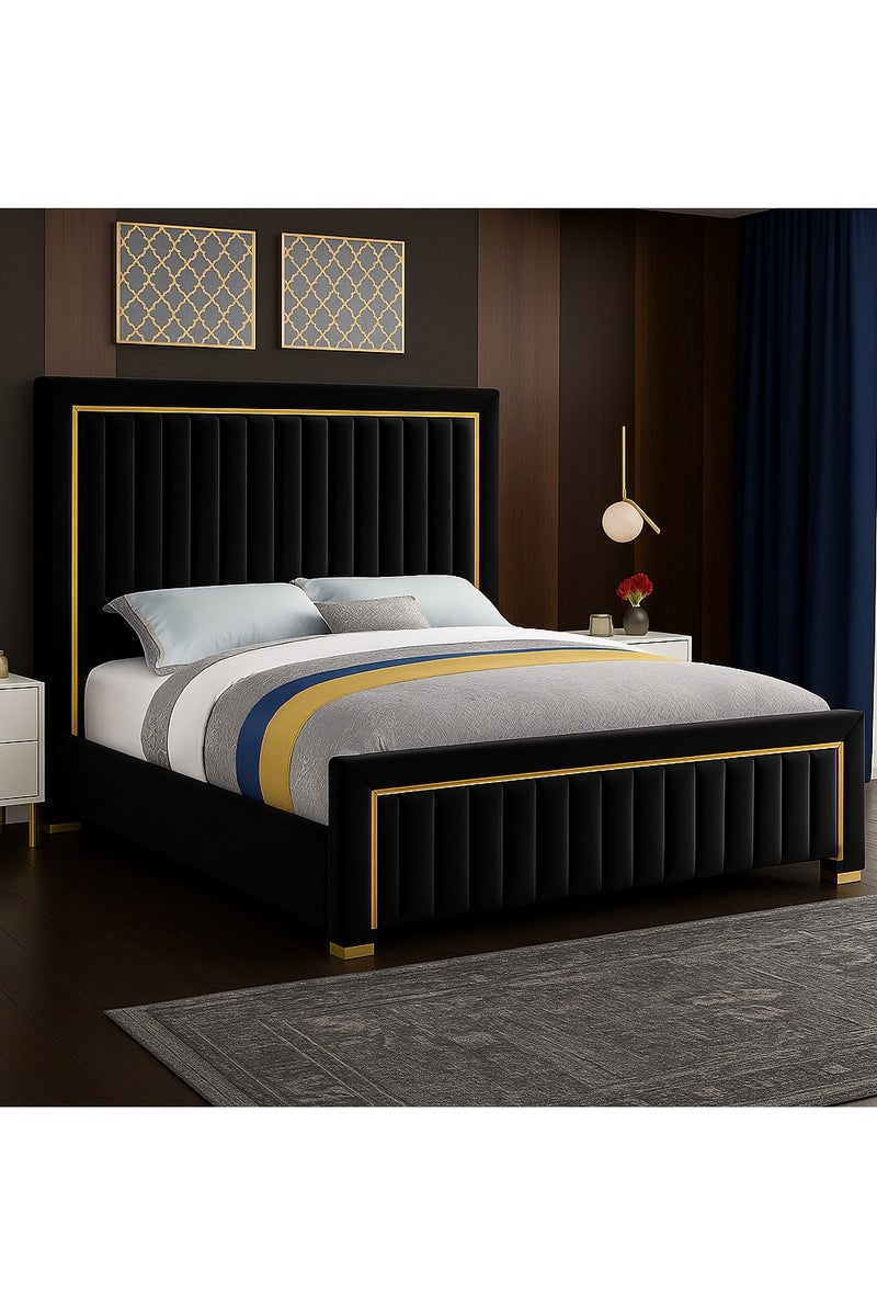 ASGHAR FURNITURE Glam Velvet King Bed(180x200) - Image 1