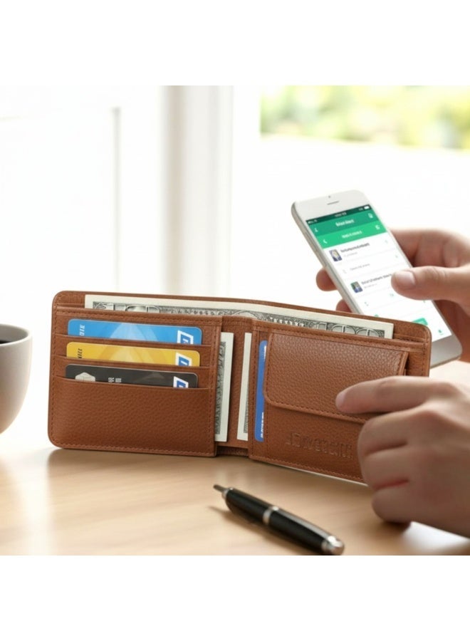 Forhans Original Leather Wallet For Men, Reddish Brown Leather Cowhide Bifold Men's Leather Wallet - Image 5