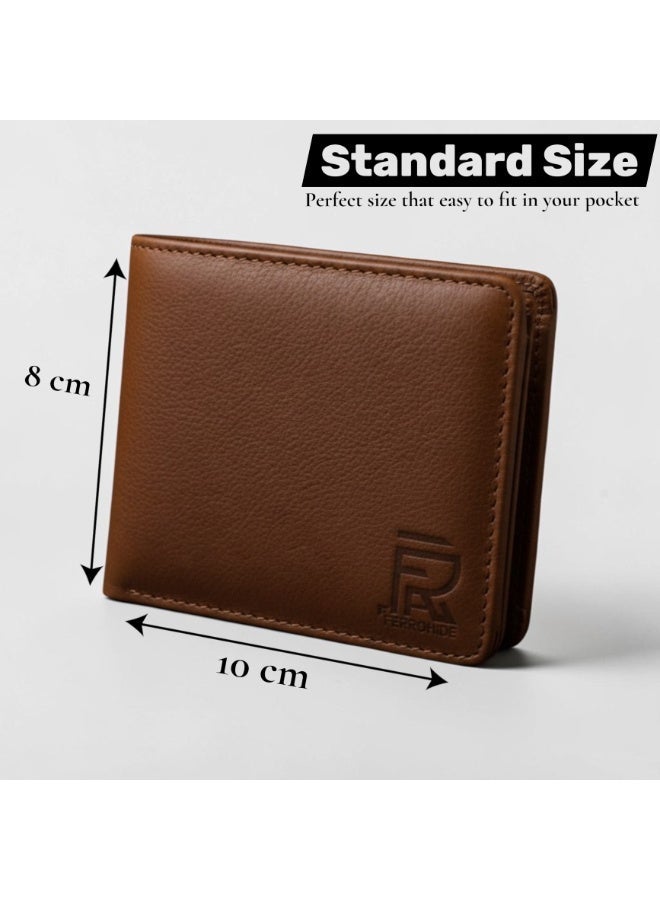 Forhans Original Leather Wallet For Men, Reddish Brown Leather Cowhide Bifold Men's Leather Wallet - Image 2