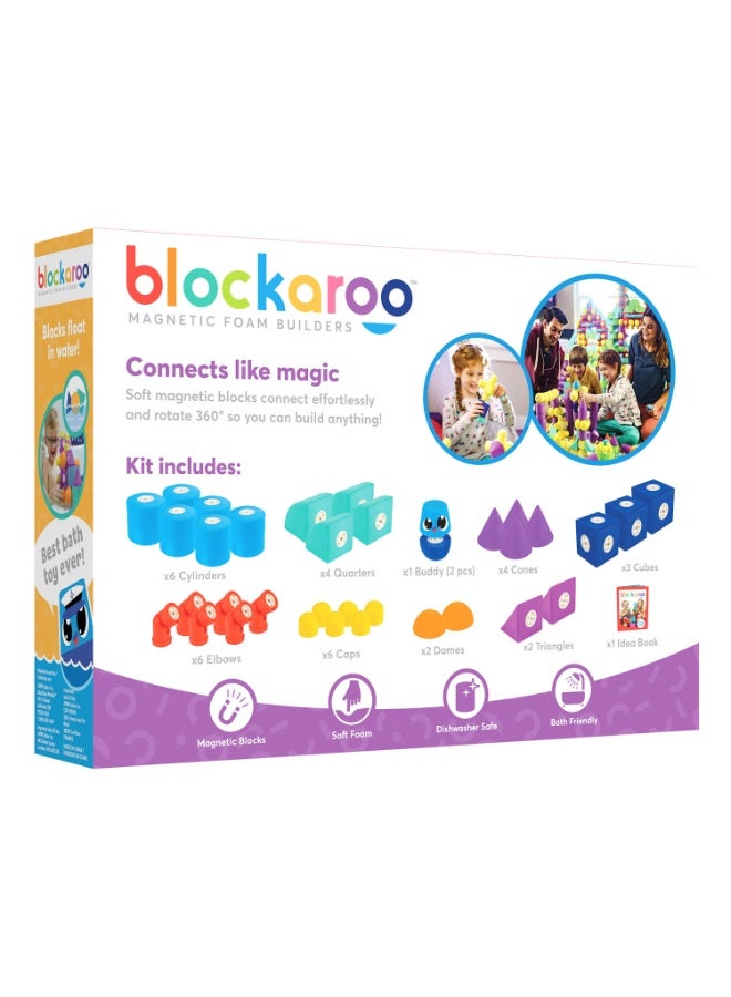blockaroo Blue Marble Magnetic Foam Building Blocks – Castle Set (35 pcs) - Image 1