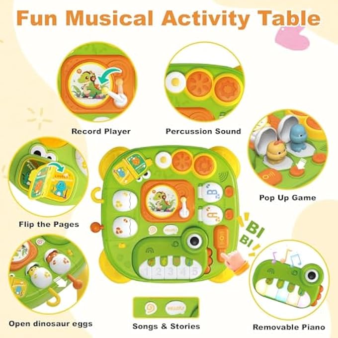 AM ANNA Baby Activity Table Toys, Dinosaur Learning Table Musical Toys, Educational Baby Activity Center, Standing Play Table for Toddlers 3 4 5 Year Old - Image 5