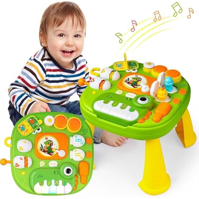 AM ANNA Baby Activity Table Toys, Dinosaur Learning Table Musical Toys, Educational Baby Activity Center, Standing Play Table for Toddlers 3 4 5 Year Old - Image 1