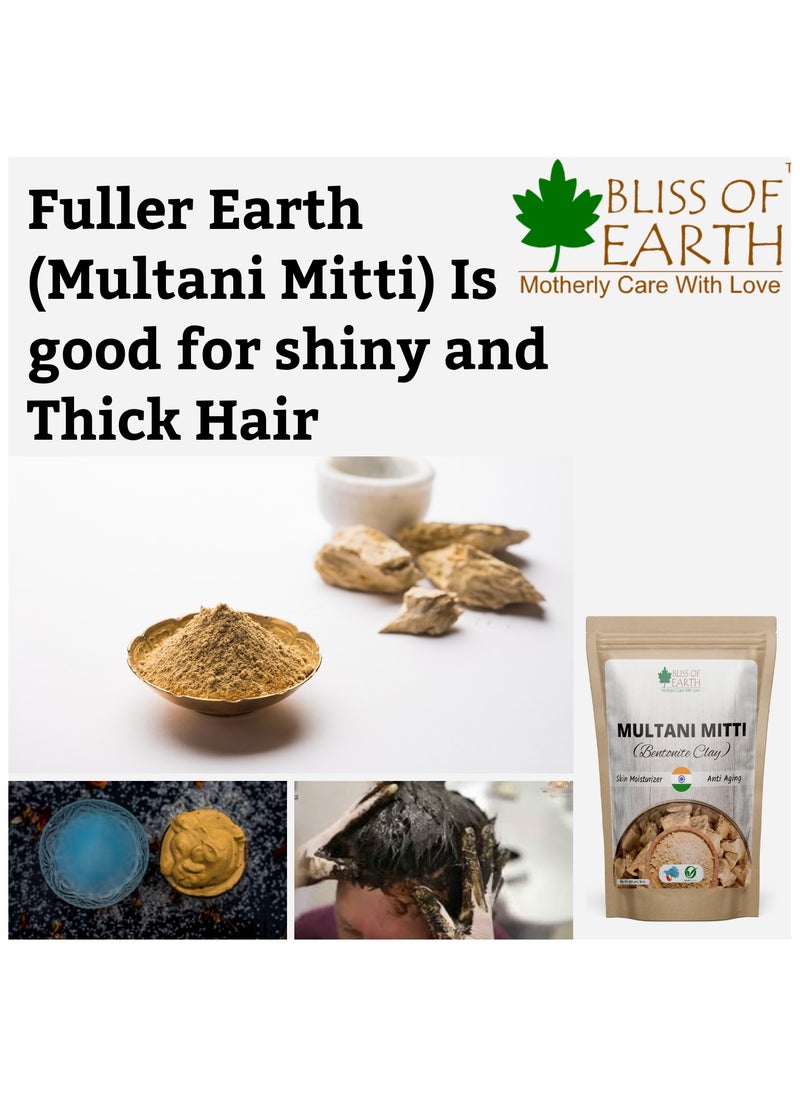 BLISS OF EARTH Bliss of EARTH 100% Pure Multani Mitti Powder Fuller's Earth Powder Great For Hair Face Skin 453gm Pack of 3  - Image 3